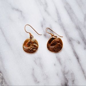 Vintage Laurel Burch Gold Nile Bird Earrings